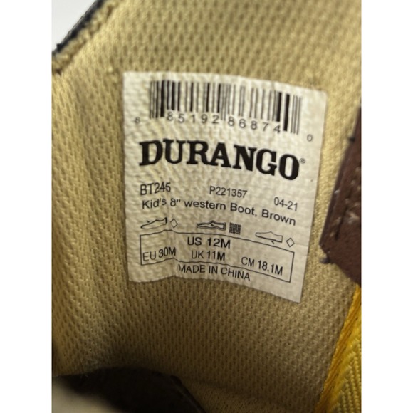 Durango Western Boots Kids 12M Brown America USA Flag Cowboy BT245 - Picture 4 of 16